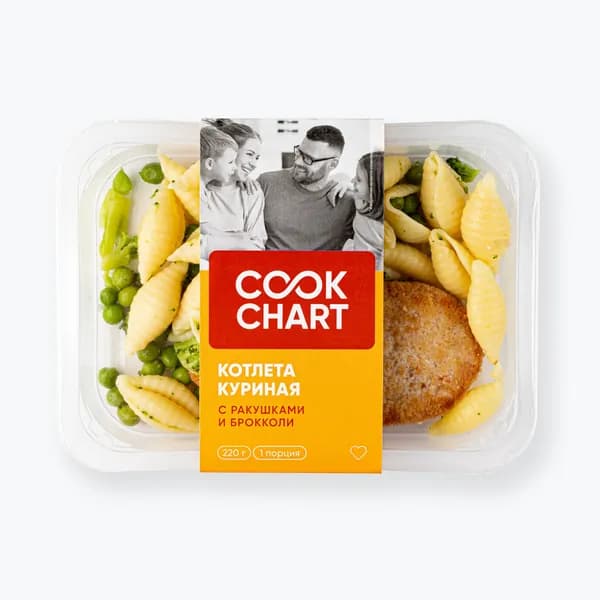 Котлета куриная с макаронами и брокколи 220 г, Cook Chart