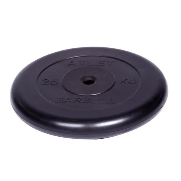 Диск обрезиненный MB Barbell d 26 мм чёрный 25,0 кг Atlet
