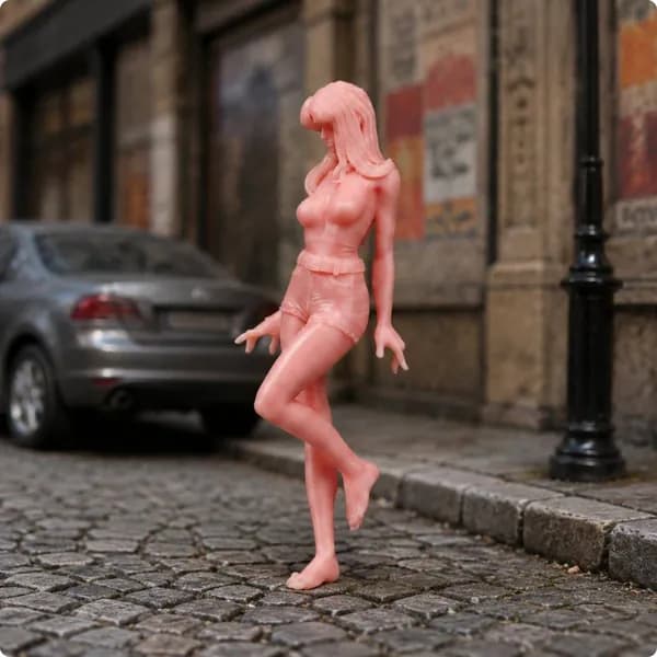 Миниатюрная фигурка девушки из смолы, масштаб 1/64, для диорам Неокрашенный