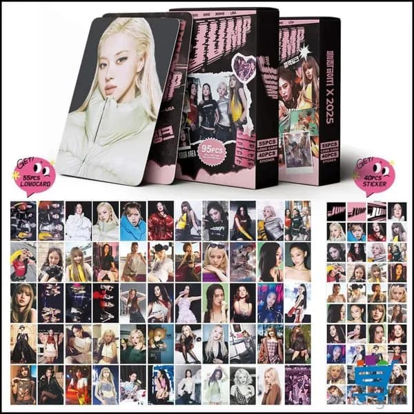 K-POP BLACKPINK карты и наклейки 55 шт. BLACKPINK альбом JUMP карточки + 40 шт. Блэкпинк альбом JUMP наклеек Набор