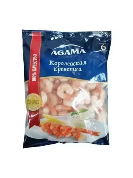 Креветки Agama Королевская креветка очищенные с хвостом вареные замороженные 850 г