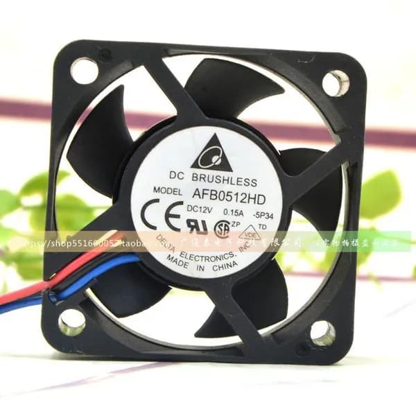 Вентилятор DELTA AFB0512HD 50x50x20мм 12В 0.15А, 5600 об/мин, 15.8 CFM, двухшариковый подшипник, низкий шум, для серверов, ПК, промышленного оборудования