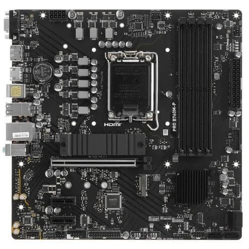 MSI PRO B760M-P [LGA 1700, Intel B760, 4xDDR5-5600 МГц, 1xPCI-Ex16, 2xM.2, Micro-ATX], Материнская плата