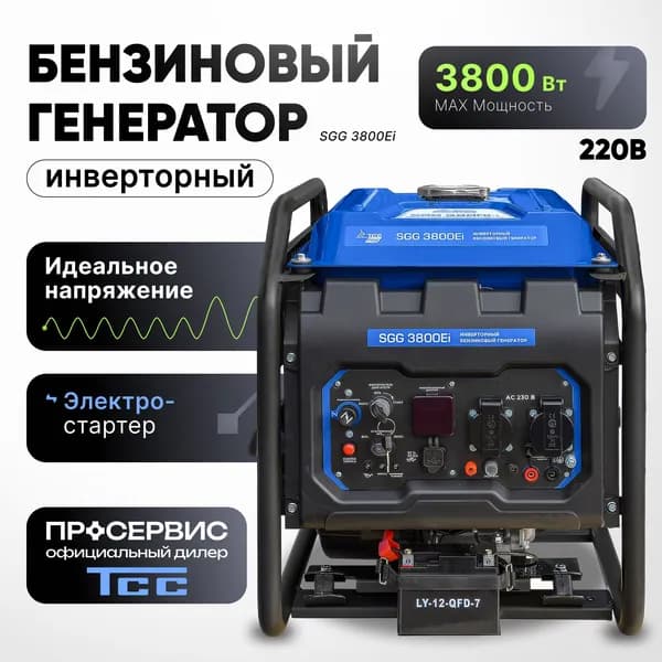Генератор бензиновый инверторный 3,8кВт TSS SGG 3800Ei электростанция портативная мини для дома 37,9кг