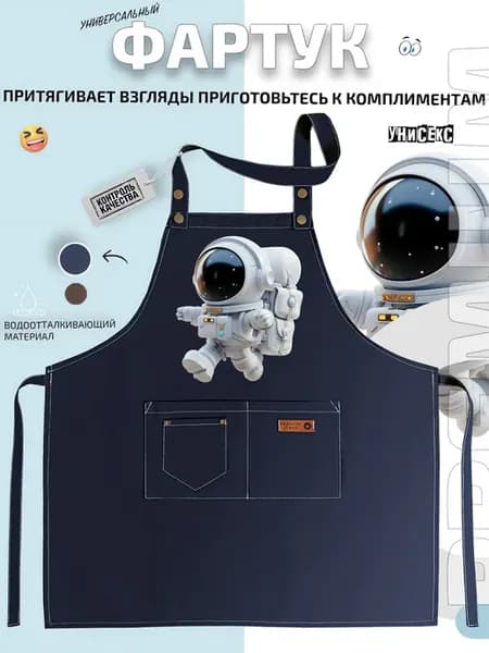 Фартук космонавт в белом скафандре и шлеме