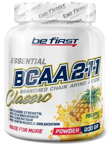 Аминокислоты БЦАА Ананас порошок бца Be First BCAA 2:1:1 Classic Powder 200 гр