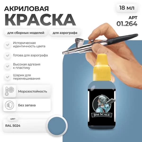 Акриловая краска для сборных моделей для аэрографа Jim Scale: RAL 5024 18мл