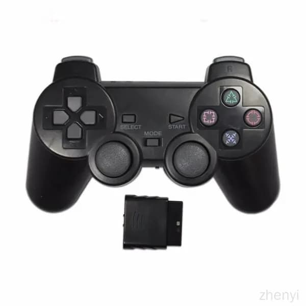 Беспроводной геймпад на 2.4G для Sony PS2, черный, с вибрацией и двумя джойстиками из качественного пластика, является премиумаксессуаром