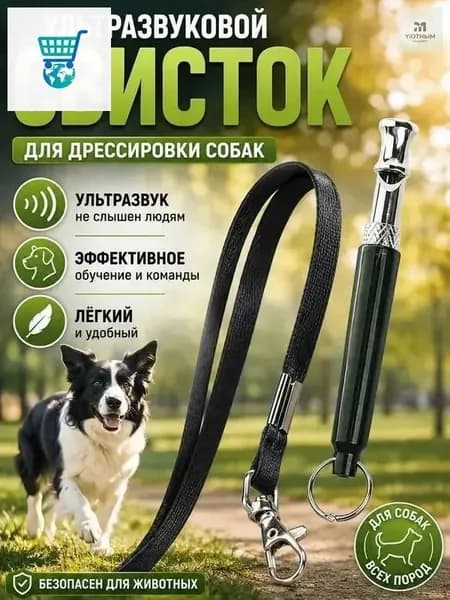 Металлический УЛЬТРАЗВУКОВОЙ бесшумный свисток для дрессировки собак со шнурком