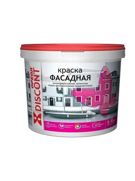Краска фасадная полиакриловая Ореол Дисконт матовая белая 1.5 кг