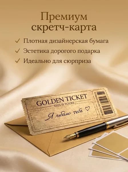 Открытка - скретч-карта с золотым билетом
