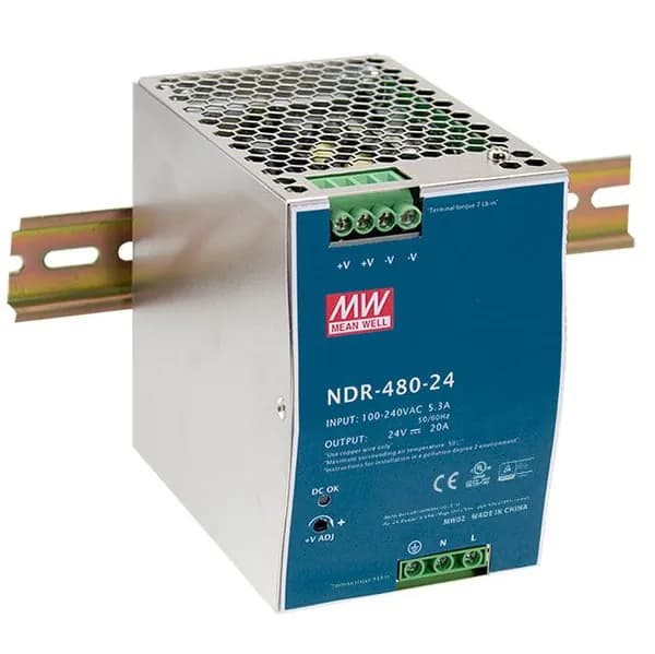 Блок питания MEAN WELL AC-DC, 480 Вт, вход 90-264 V, AC, 47-63 Гц,127-370 В, DC, выход 24 В, 20 A, 24-28 В, в кожухе на DIN-рейку