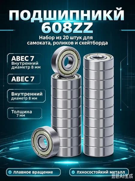 Миниатюрный шариковый подшипник внутренний диаметр 8 мм, внешний 22 мм, толщина 7 мм, комплект из 20 штук, стальные подшипники для механизмов