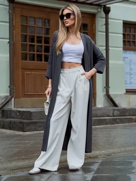 Кардиган вязаный длинный летний