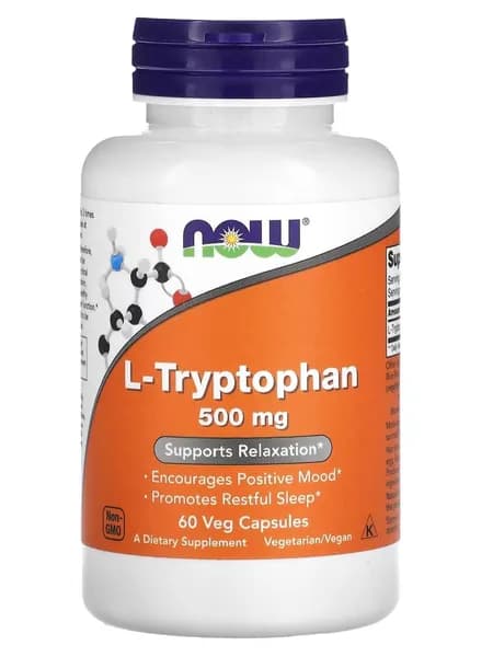 Триптофан NOW L-Tryptophan 500 мг 60 растительных капсул