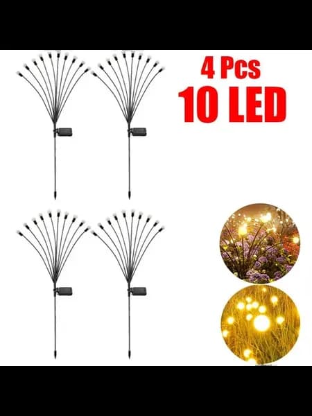 Солнечный светильник-фейерверк 10 LED, 4 шт, Warm Light