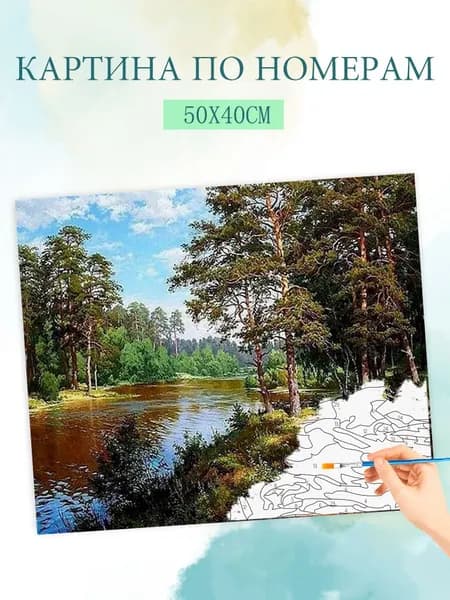 Картина по номерам на холсте с без подрамником 40x50cm / "Лесная тропа"