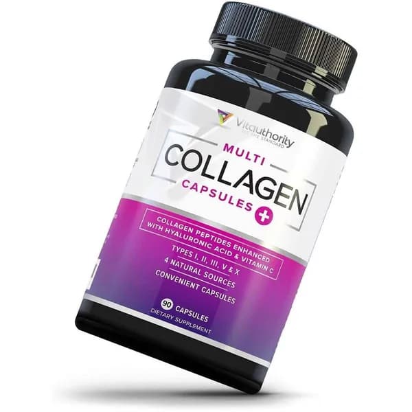 Мульти коллаген + Гиалуроновая кислота + Кальций + Витамин С Multi Collagen Type I, II, III, V & X Коллаген пептидный 90 капс Vitauthority
