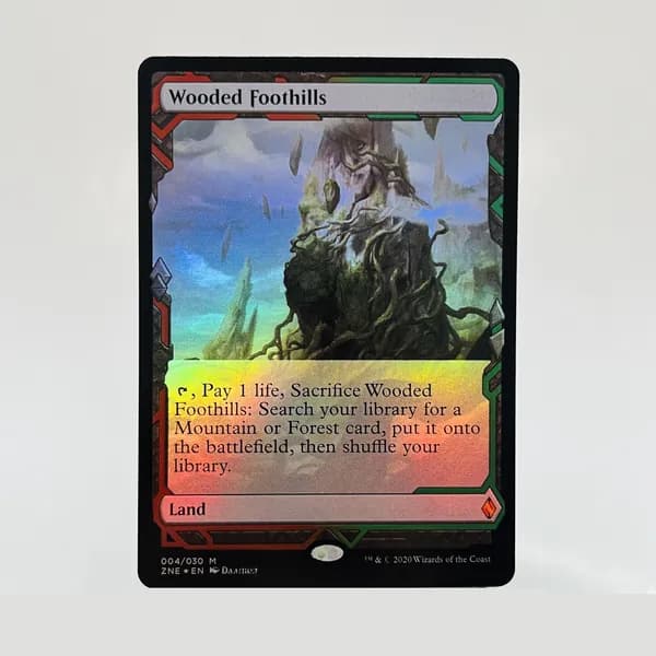 Магия сбора прокси-карт Высококачественные нефольговые Indatha Wooded Foothills ZNE #4 foil
