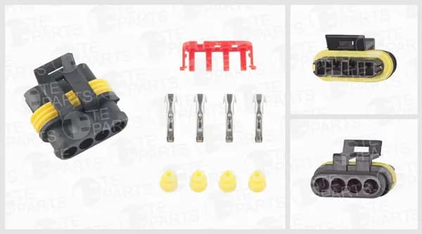 Разъём 4х конт. SuperSeal 1.5 (4-pin, 4+1 уплотнение, фиксатор) (TE Parts)