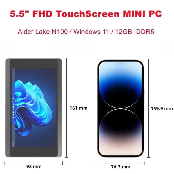 SZBOX Мини-ПК JX5 Alder Lake N100 мини ПК (Intel Alder Lake N100, RAM 12 ГБ, SSD 1000 ГБ, Intel Graphics, Windows 11 Pro), 中国, черный
