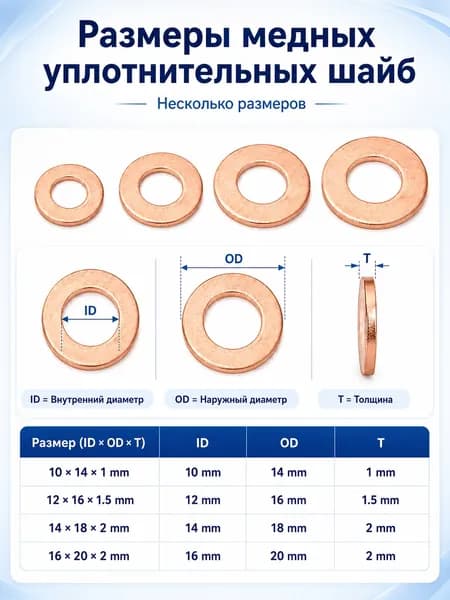 Медная уплотнительная шайба 27x33x2 мм, набор 5 шт, прокладка для сантехники