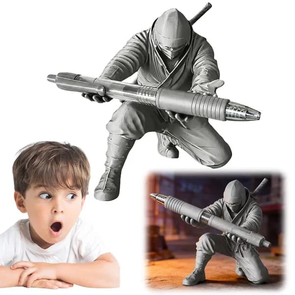 3D-печать фигурка ниндзя-подставка для ручек серого цвета