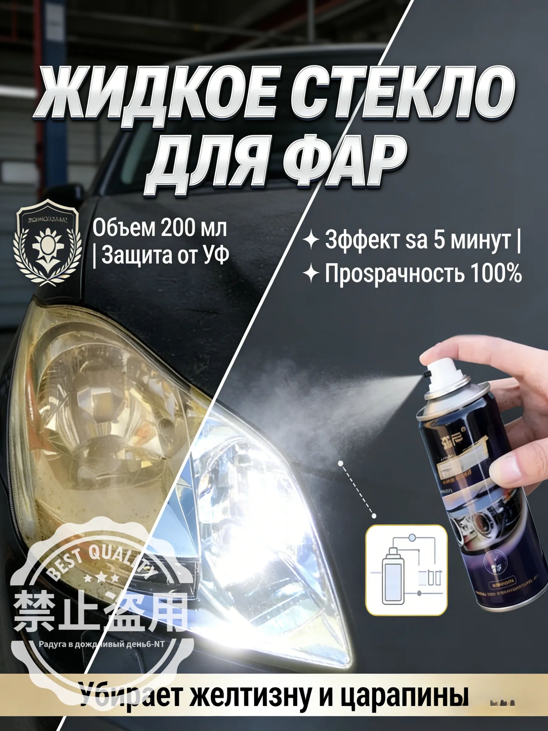 Лак автомобильный, цвет: прозрачный, 200 мл, для автомобилей Adler, BYD, 1 шт.