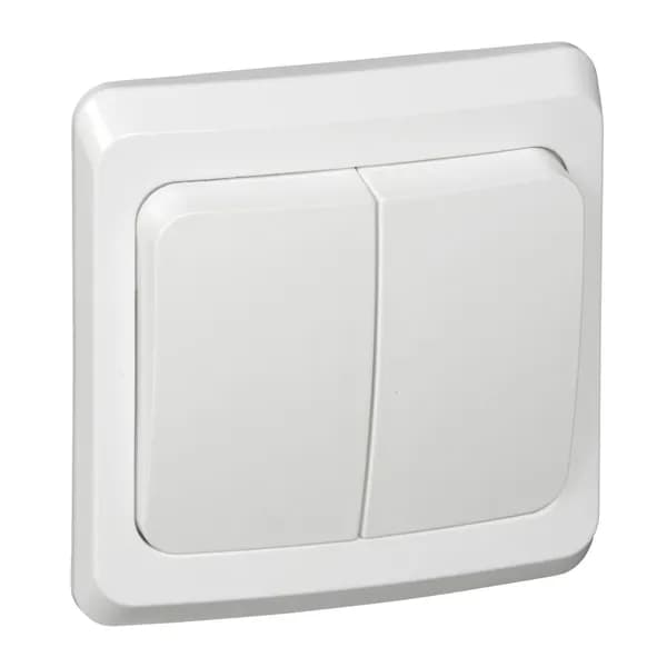 Schneider Electric BC10-006B ЭТЮД Выключатель двухклавишный скрытый с подсветкой белый сх.5