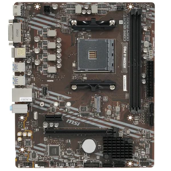 AM4 материнская плата MSI (A520M-A PRO) 2x DDR4-3200Мгц, mATX