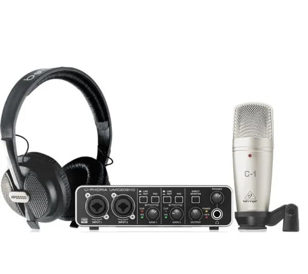 Behringer U-PHORIA STUDIO PRO USB аудиоинтерфейс, конденсаторный микрофон, студийные наушники, комплект для звукозаписи