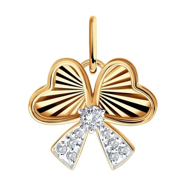 Золотая подвеска DIAMANT-ONLINE с фианитом 585 пробы