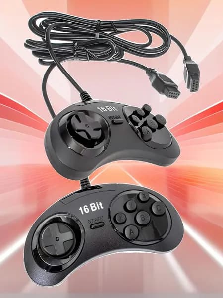 Джойстик 2 шт. РЕТРО игровой проводной 16-бит формат Sega 9 pin DVTech 23-JS черный, ABS пластик, 8-bit узкий разъём 9 пин противоскользящие джойстики, 2 джойстика