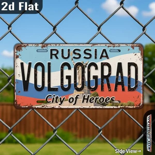 Автомобильный номер российского города, металлическая табличка в рождественском стиле, 15х30 см