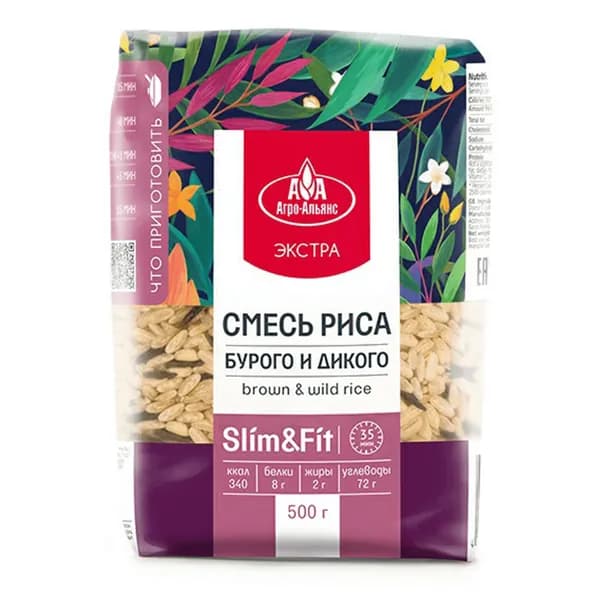 Смесь риса Агро-Альянс Slim&Fit бурый и дикий 500 г