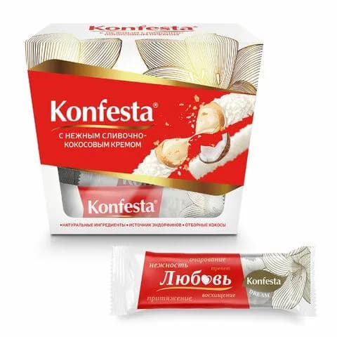 Конфеты KONFESTA со сливочно-кокосовым кремом, вафельные, 150 г (623135-4027)