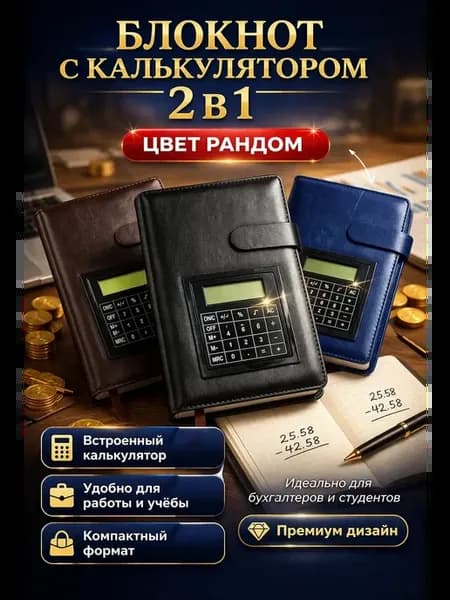 Компактный ежедневник A5 с калькулятором 1 шт