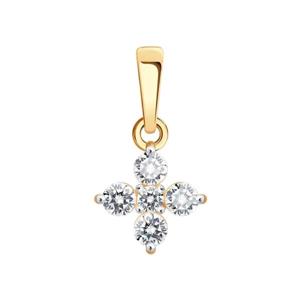 Золотая подвеска DIAMANT-ONLINE с фианитом 585 пробы