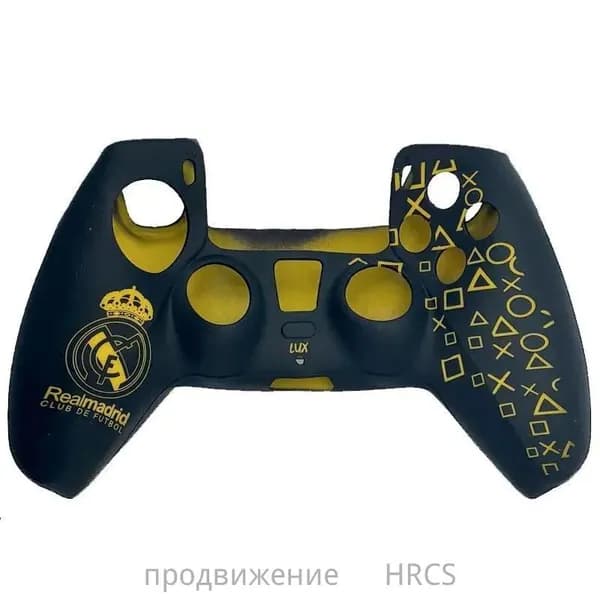 Силиконовый чехол для геймпада DualSense (PS5) (ФК Реал Мадрид) (черно-желтый)