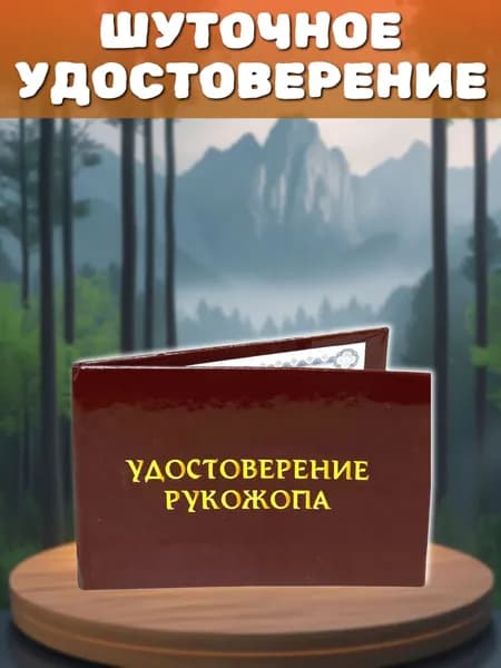 Бланк Удостоверение шуточное "РУКОЖОПА", прикольный подарок другу, брату, для розыгрышей, пранков, жене, подруге