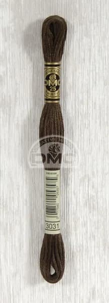 Мулине DMC (Франция), артикул 117, 100% хлопок, цвет 3031 Коричневый, 1шт (пасма).