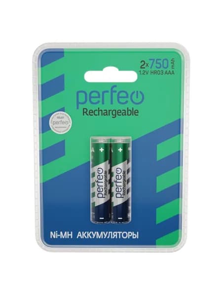 Perfeo Ni-Mh аккумуляторы HR03 AAA 750mAh на пластиковом блистере, 2шт, 1.2V