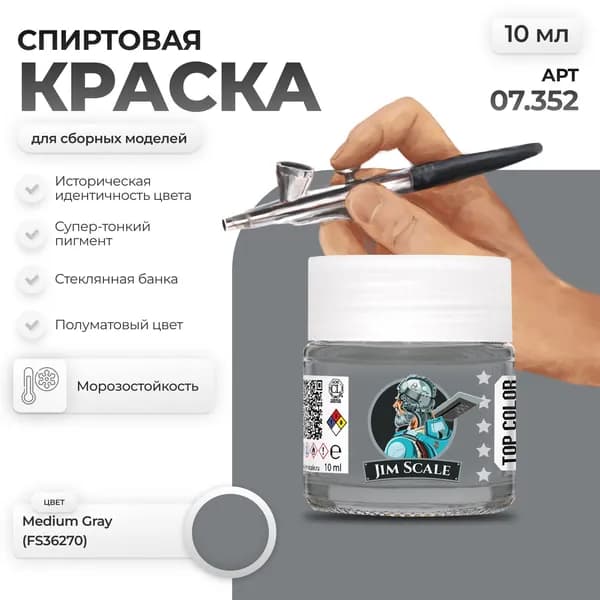 Спиртовая краска для сборных моделей Jim Scale: Medium Gray (FS36270) 10мл