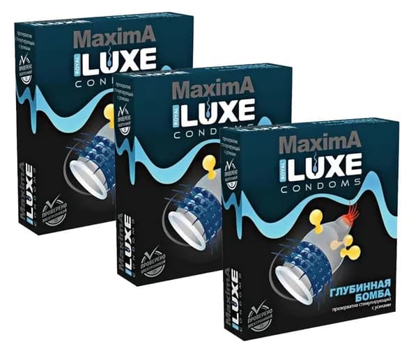 Презерватив стимулирующий LUXE Maxima Глубинная бомба , Набор - 3 упаковки, 3 шт.