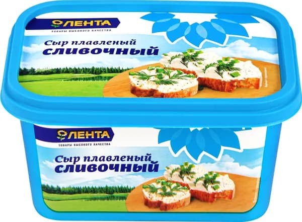 Сыр ЛЕНТА плавленый сливочный 50% ванночка без змж, 400г