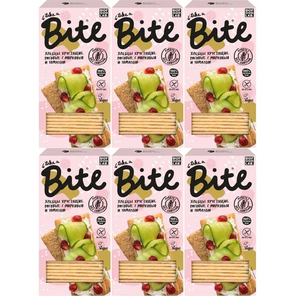 Хлебцы рисовые Take a Bite хрустящие с морковью и томатом 150 г, набор: 6 штук