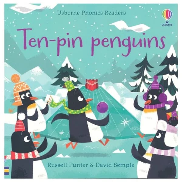 Книга Usborne Phonics Readers Ten-Pin Penguins, обучение чтению по фонетике для детей