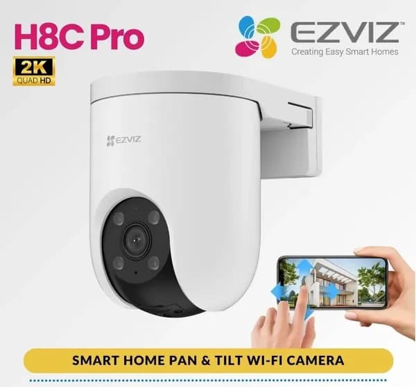 EZVIZ H8C PRO 2K (4мм) 3 МП поворотная Wi-Fi камера c распознаванием людей с микрофоном и записью на карту памяти