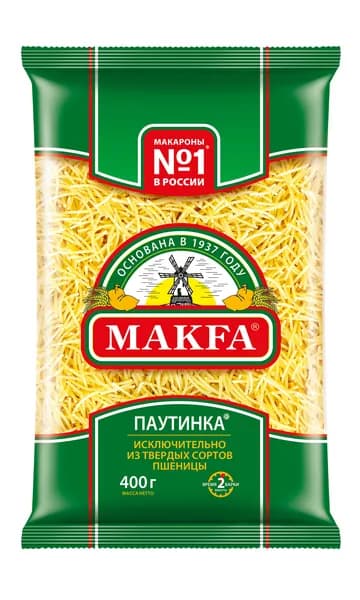 Макароны Makfa / Макфа Вермишель Паутинка группа А высший сорт 400г / макаронные изделия