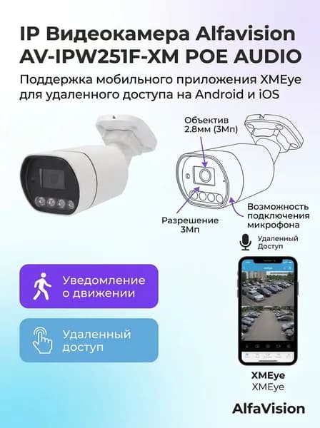IP Видеокамера Alfavision AV-IPW251F-XM POE AUDIO RU